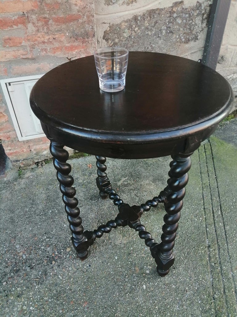 Round Side Table Features Barley Twist Legs at 1stDibs