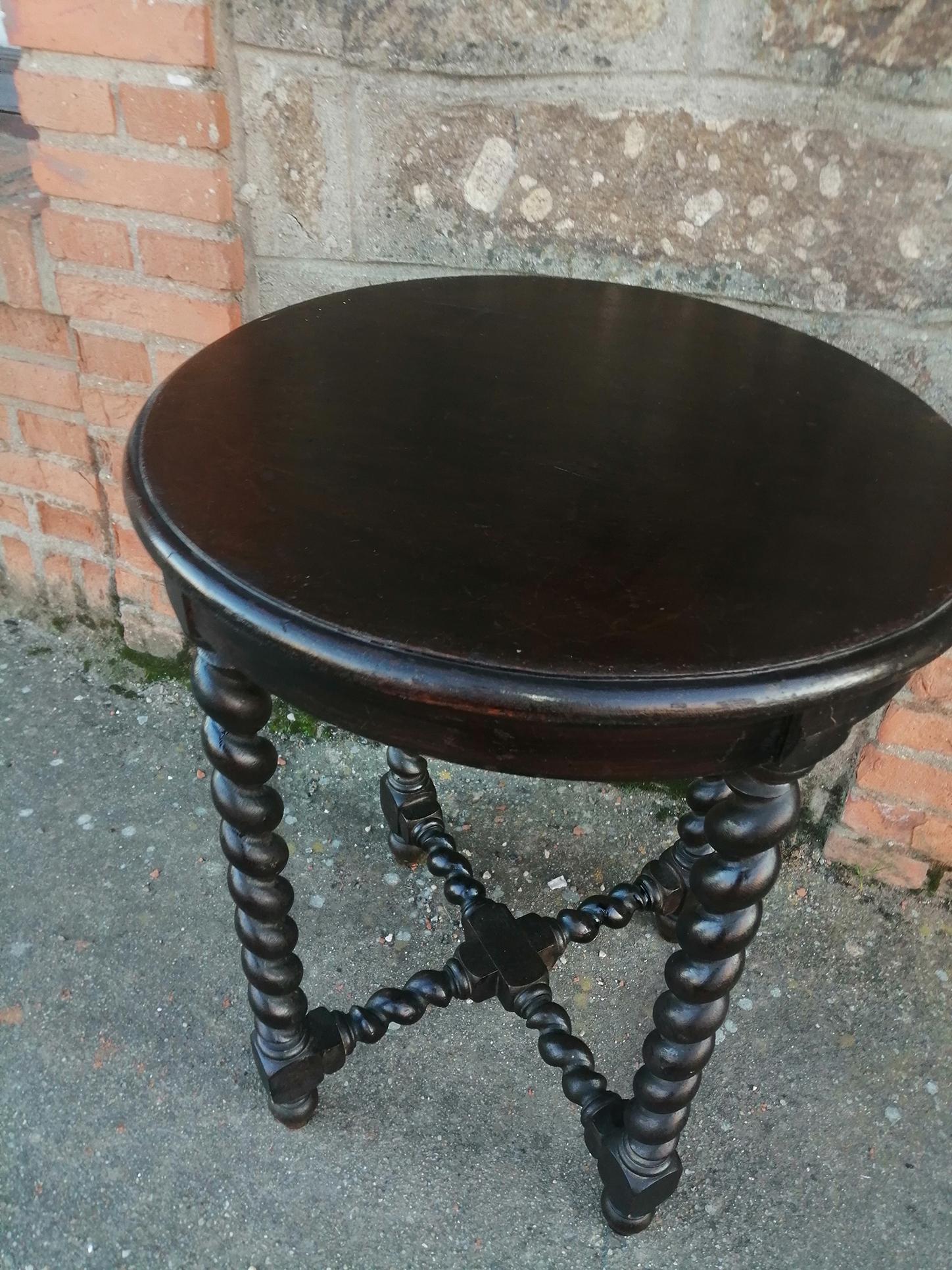 Turned Round Side Table Features Barley Twist Legs