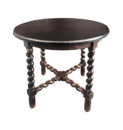 Side Table Features Barley Twist Legs, 19th Century