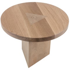 Round Side Table in Oak with Inlay by Tinatin Kilaberize