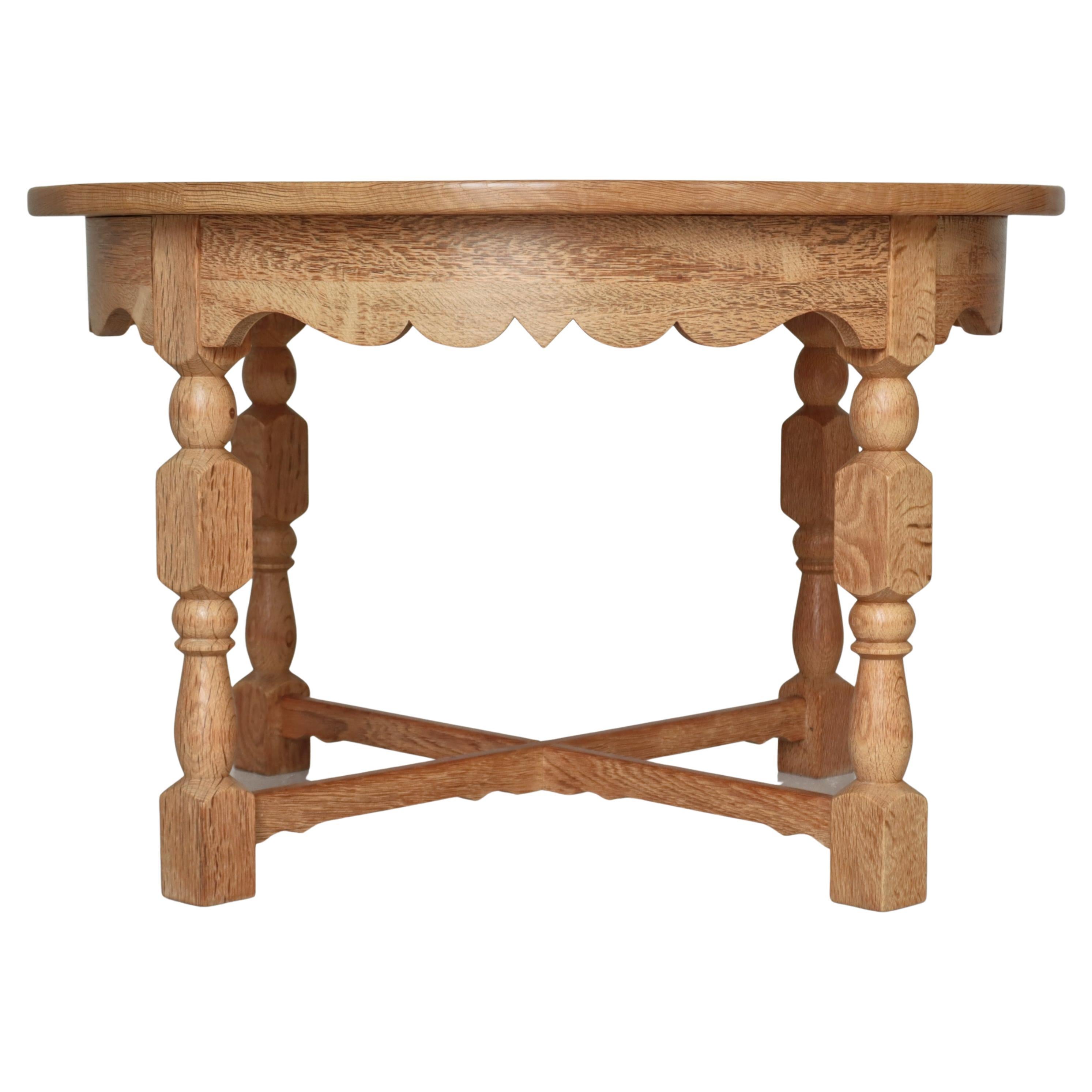 Round Side Table in Quartersawn Oak by Henry Kjærnulf, 1960s, Denmark For Sale