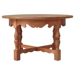 Round Side Table in Quartersawn Oak by Henry Kjærnulf, 1960s, Denmark