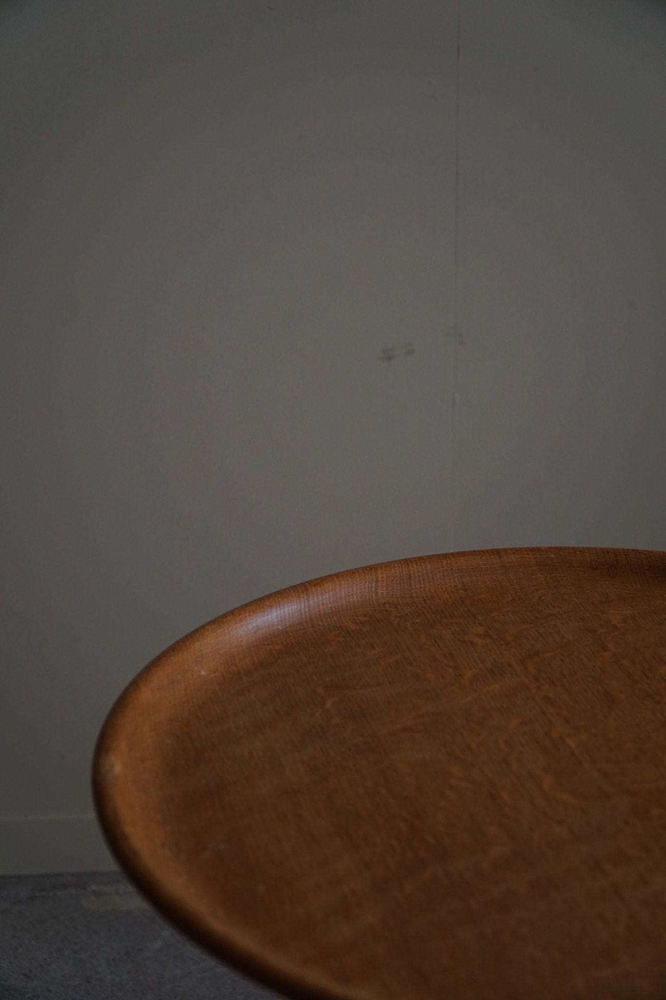 Round Side Table in Solid Oak, Danish Jugendstil, Art Nouveau, 1930s 6