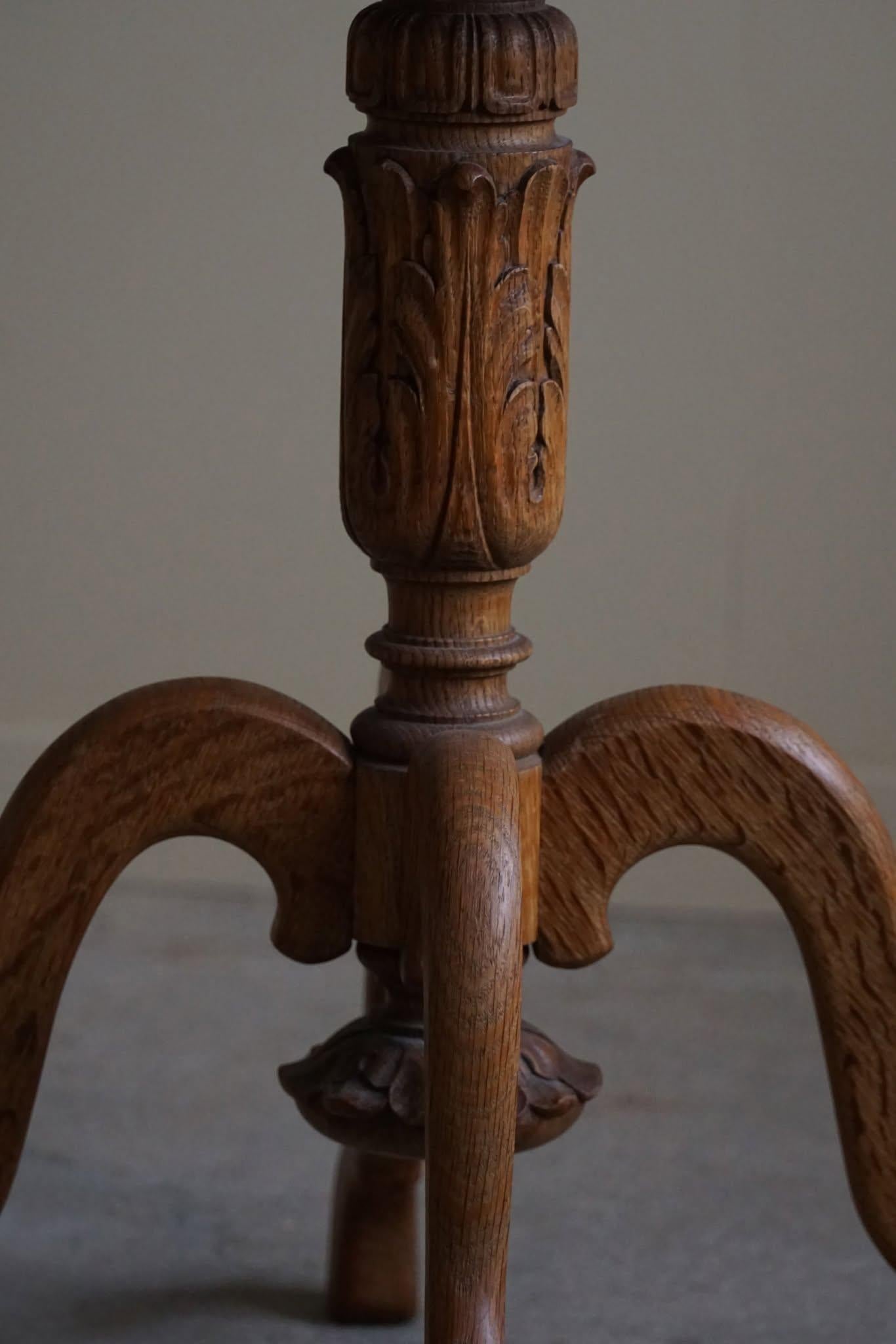 Round Side Table in Solid Oak, Danish Jugendstil, Art Nouveau, 1930s 2