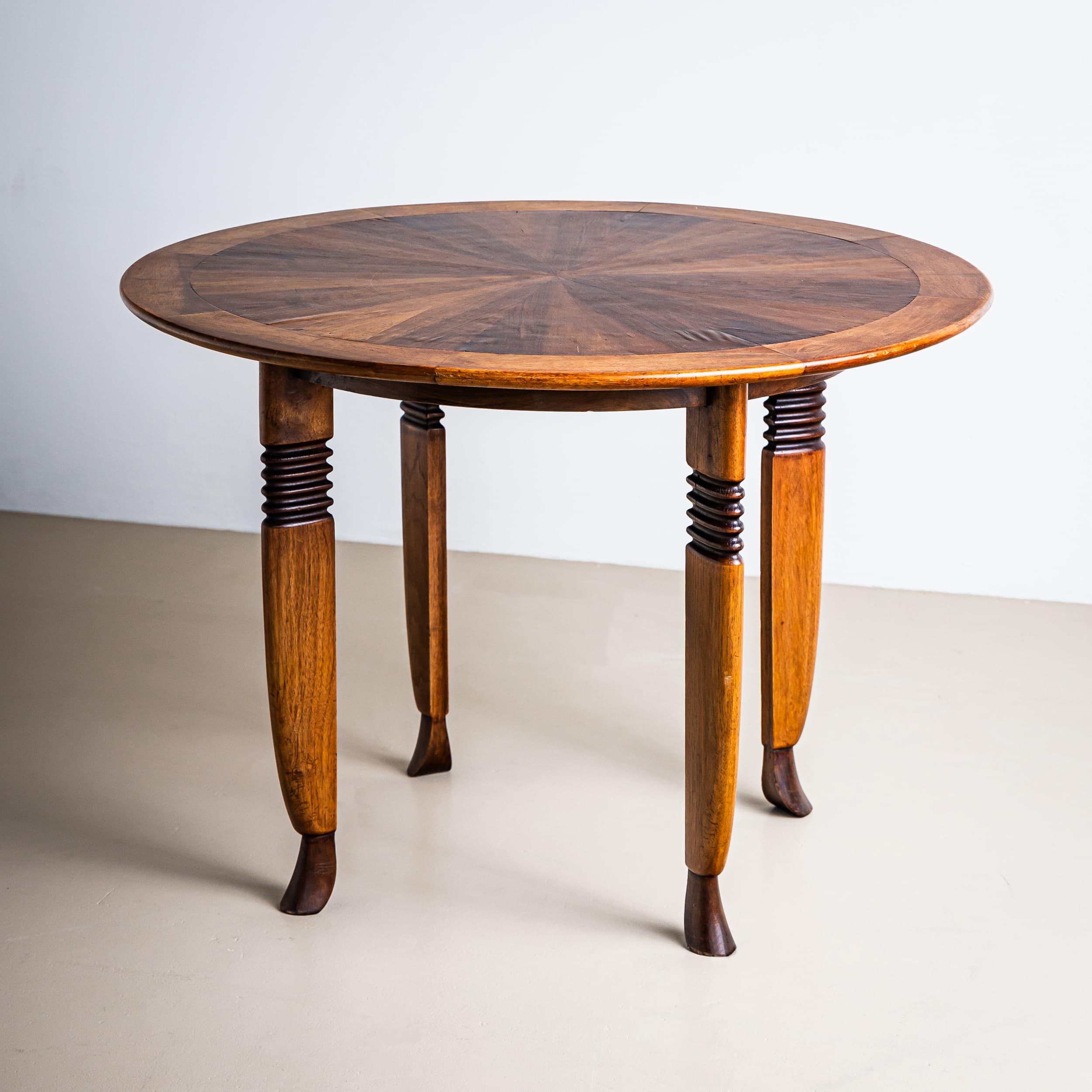 Wood Round Side Table, Italy, 1940s