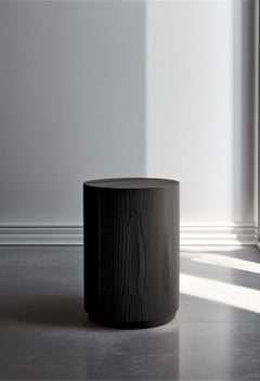 Round Side Table Made of Black Tinted Wood Veneer by Nono Furniture