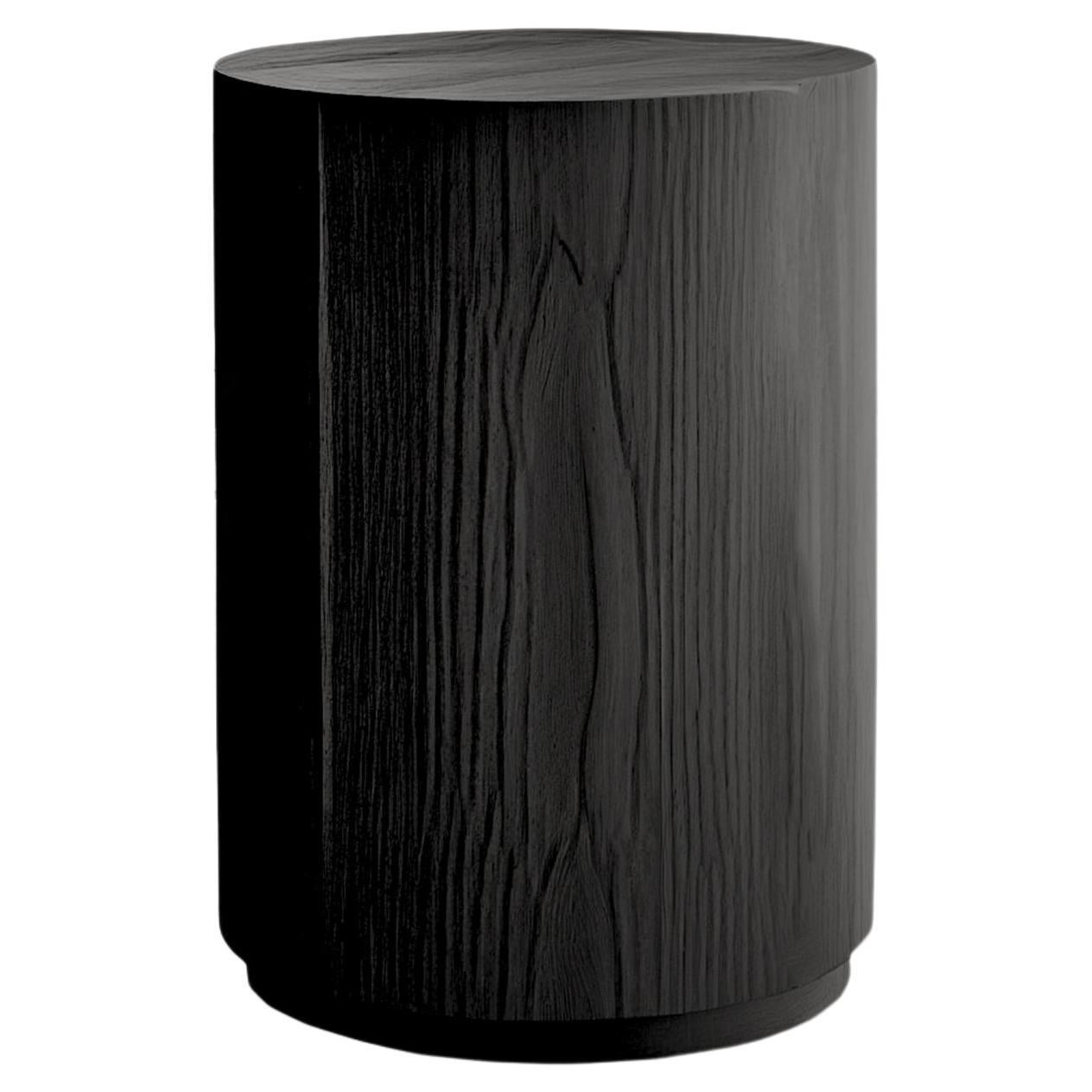 Round Side Table Made of Black Tinted Wood Veneer by Nono Furniture For Sale