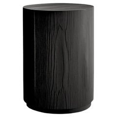 Round Side Table Made of Black Tinted Wood Veneer by Nono Furniture