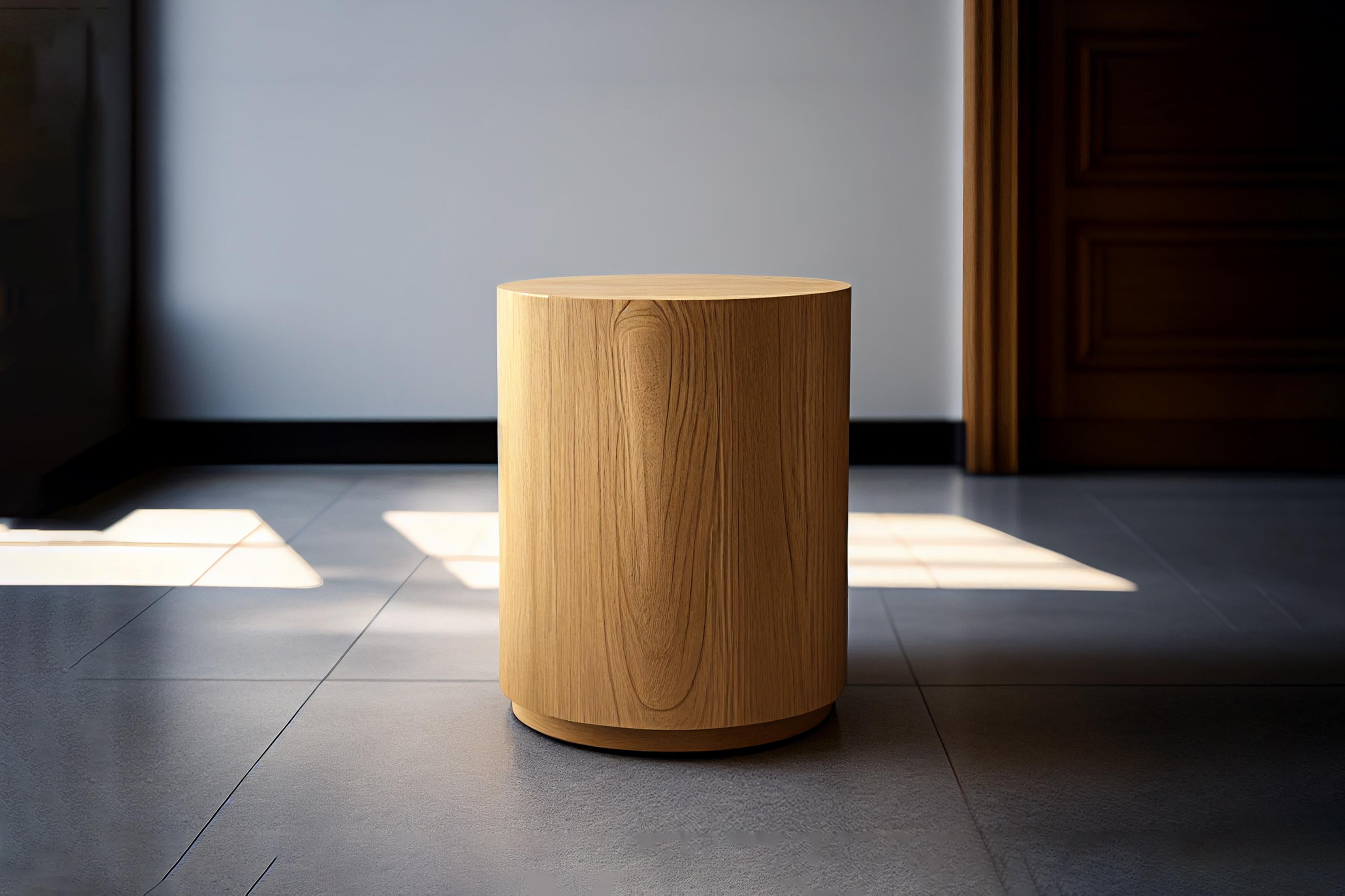 Brutalist Round Side Table Made of Oak Veneer by Nono Furniture For Sale