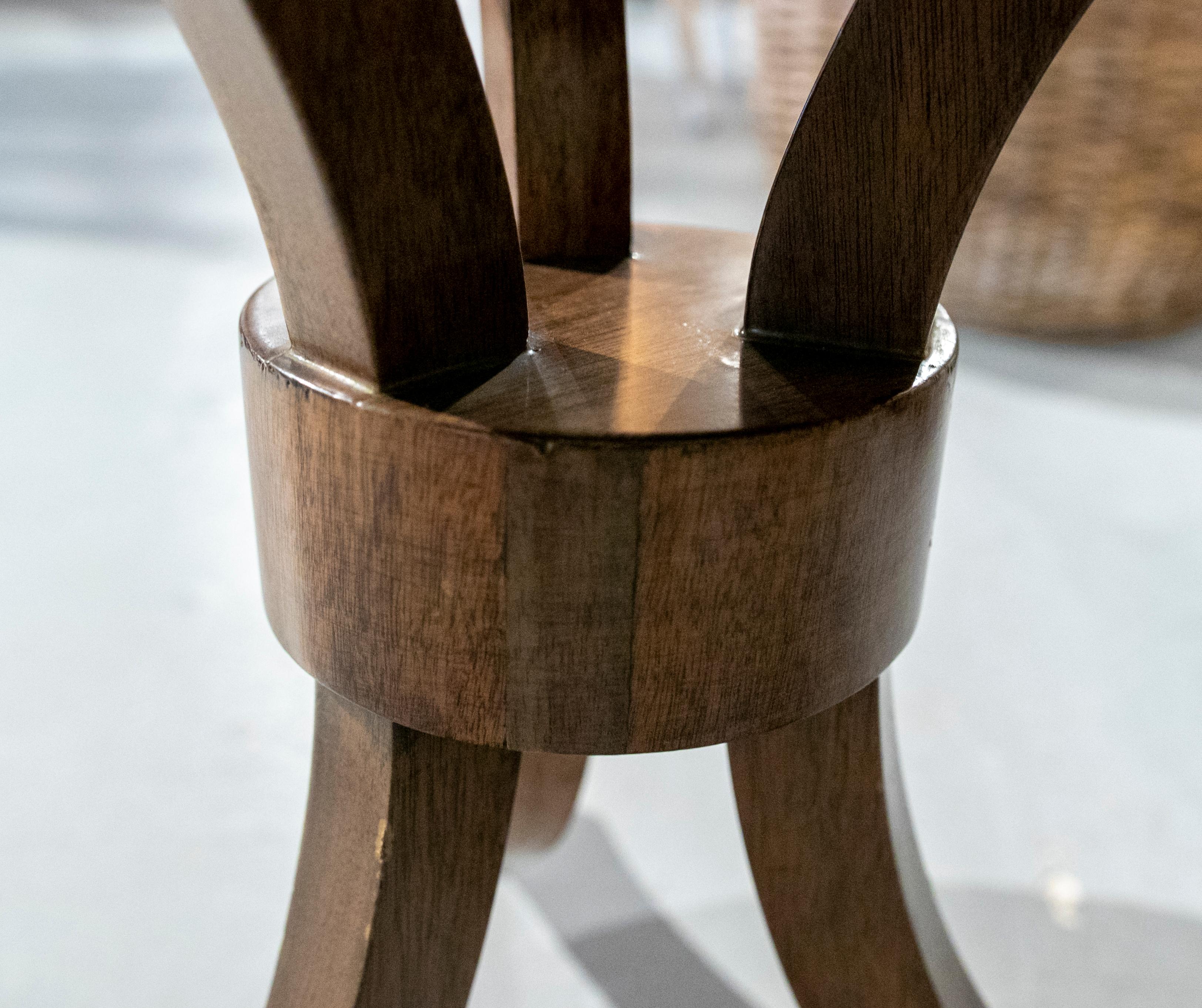 Round Side Table Made of Three Types of Wood For Sale 5