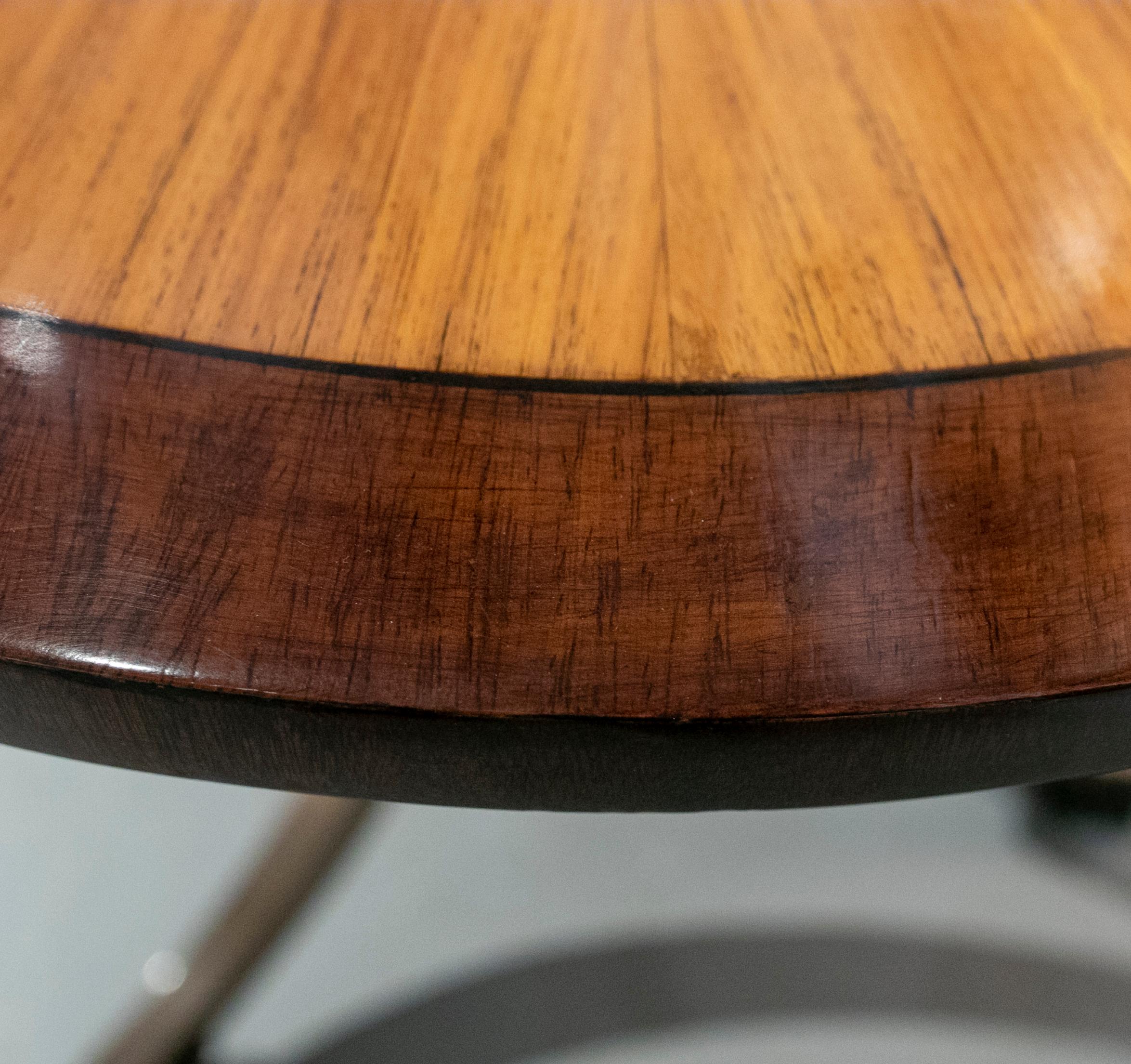 Round Side Table Made of Three Types of Wood For Sale 6