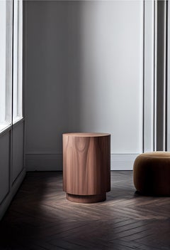 Round Side Table Made of Walnut Veneer by Nono Furniture