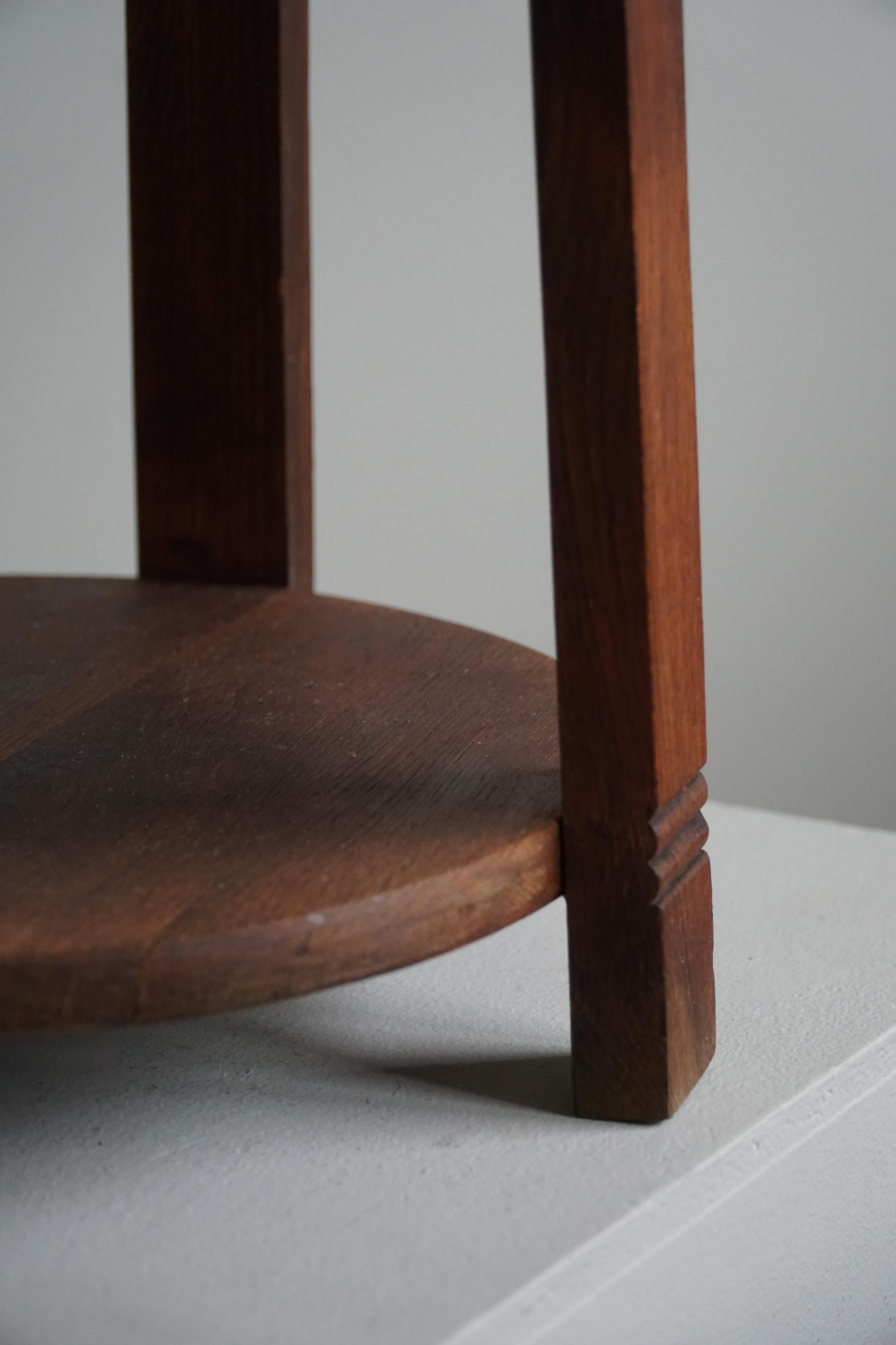 Round Side Table / Pedestal in Solid Oak, Danish Modern, Midcentury, 1950s 4