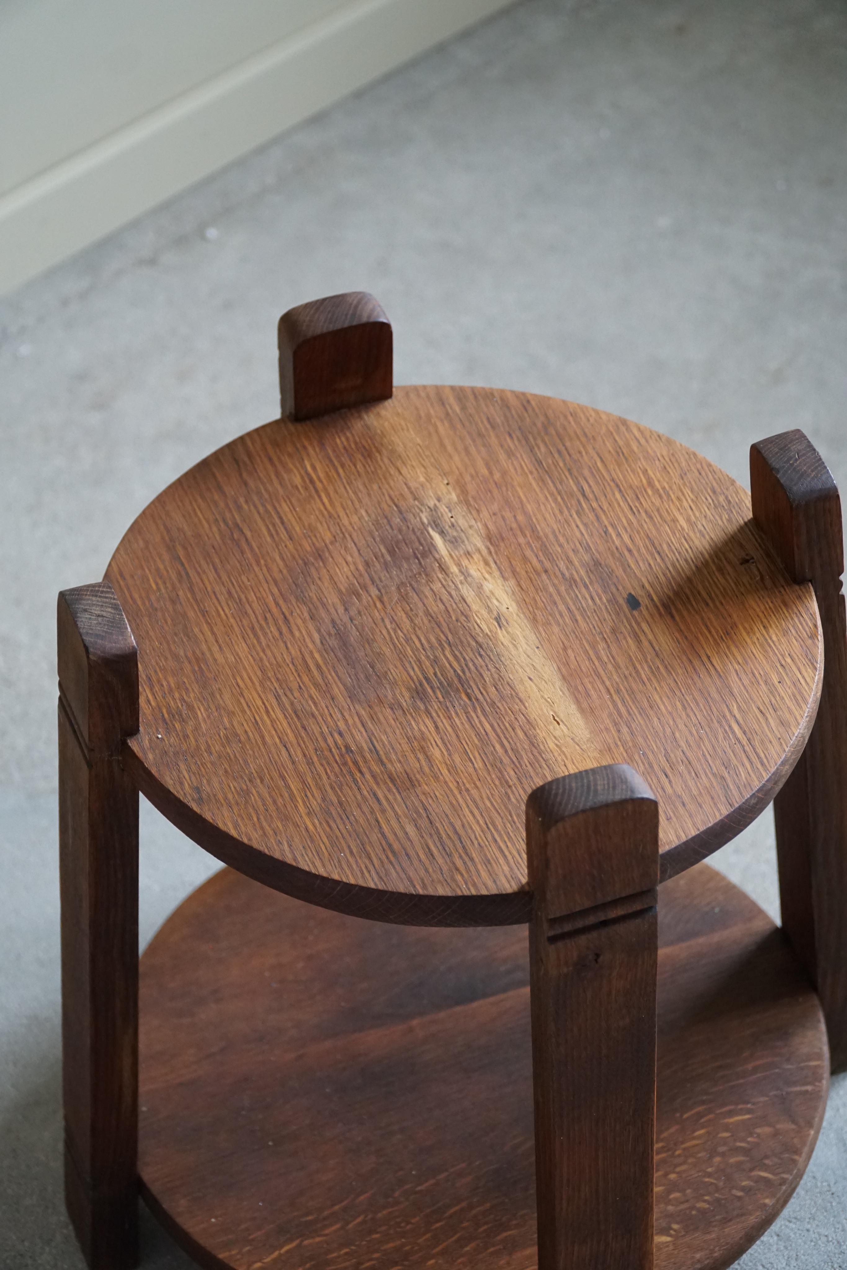 Round Side Table / Pedestal in Solid Oak, Danish Modern, Midcentury, 1950s 1