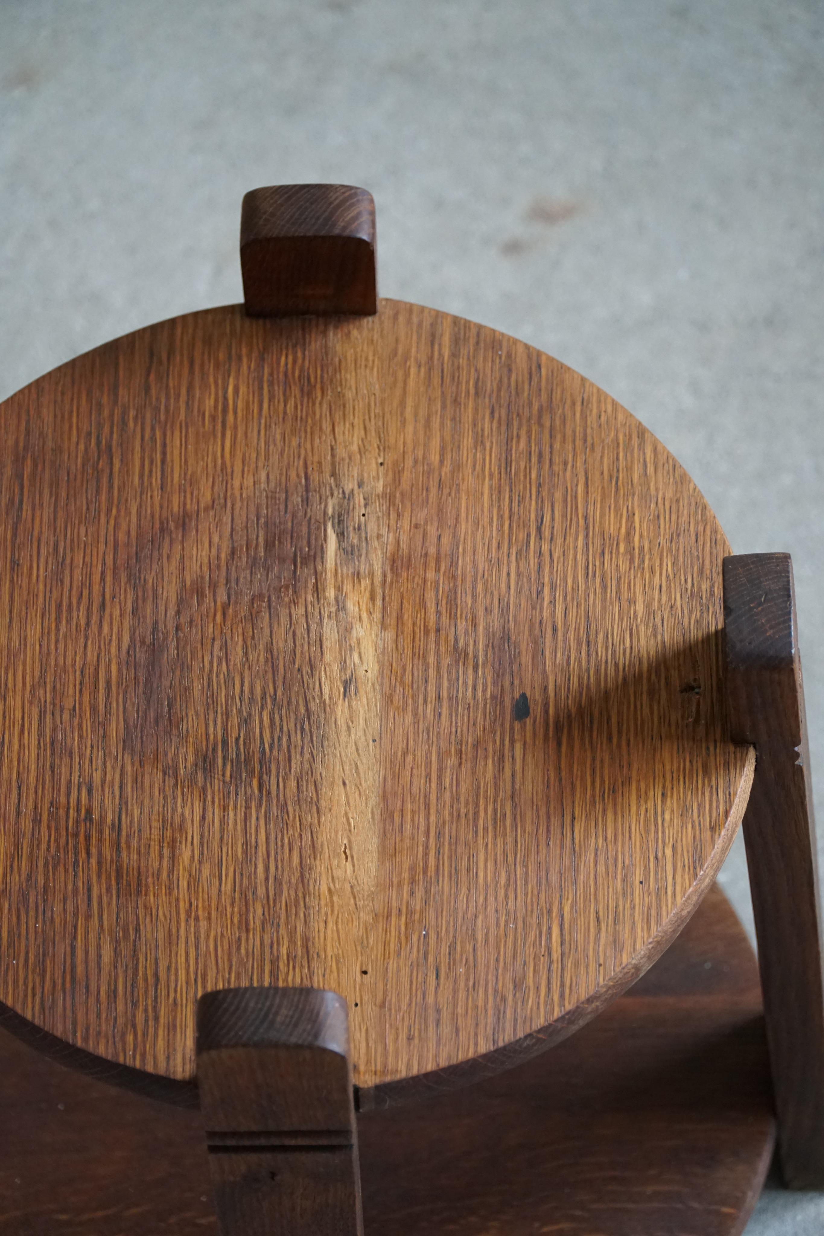 Round Side Table / Pedestal in Solid Oak, Danish Modern, Midcentury, 1950s 2
