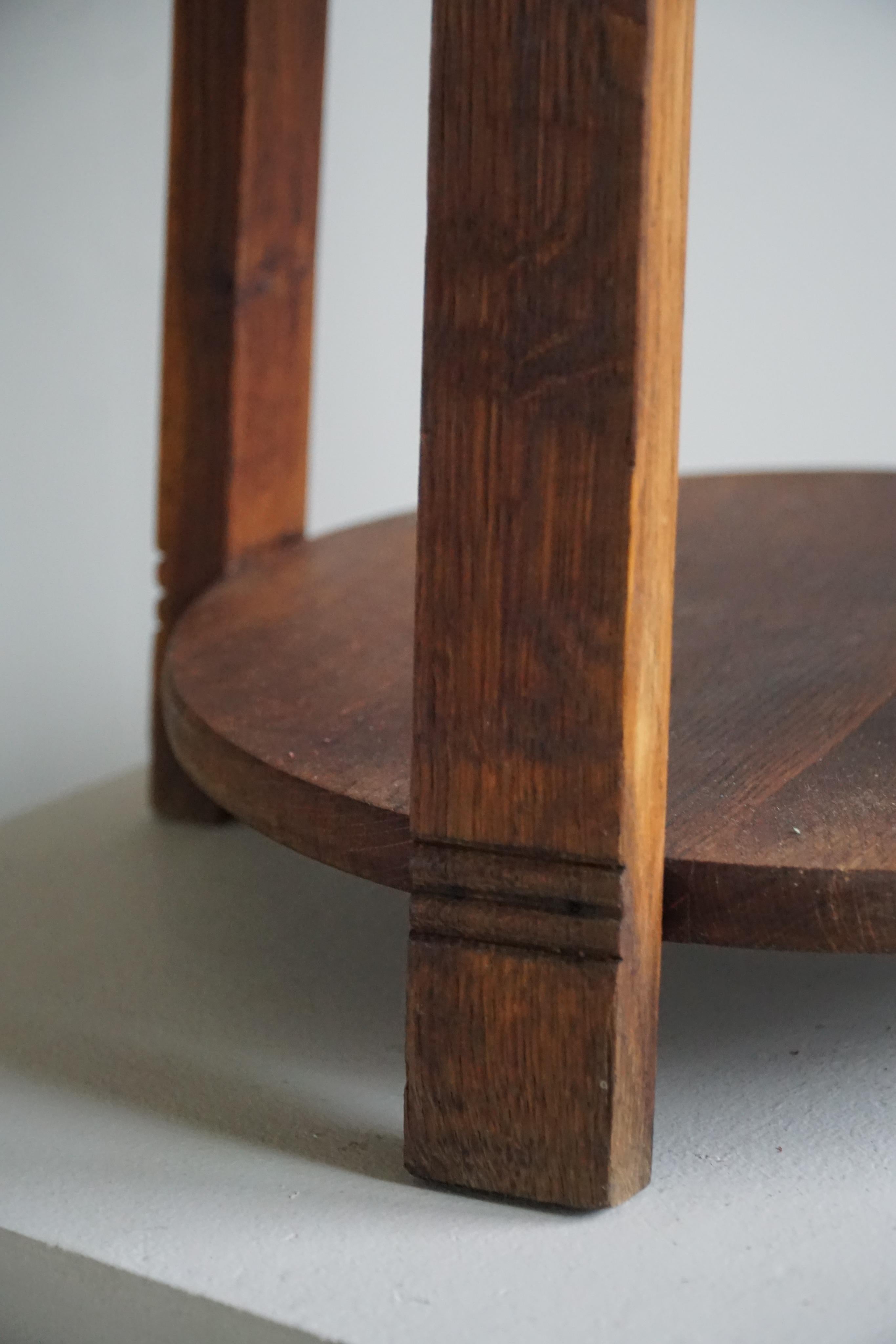 Round Side Table / Pedestal in Solid Oak, Danish Modern, Midcentury, 1950s 3