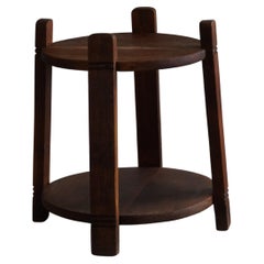 Round Side Table / Pedestal in Solid Oak, Danish Modern, Midcentury, 1950s