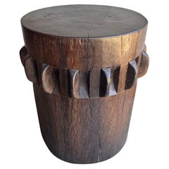 Round Side Table, Sugar Cane Crusher Wheel, Iron Wood 