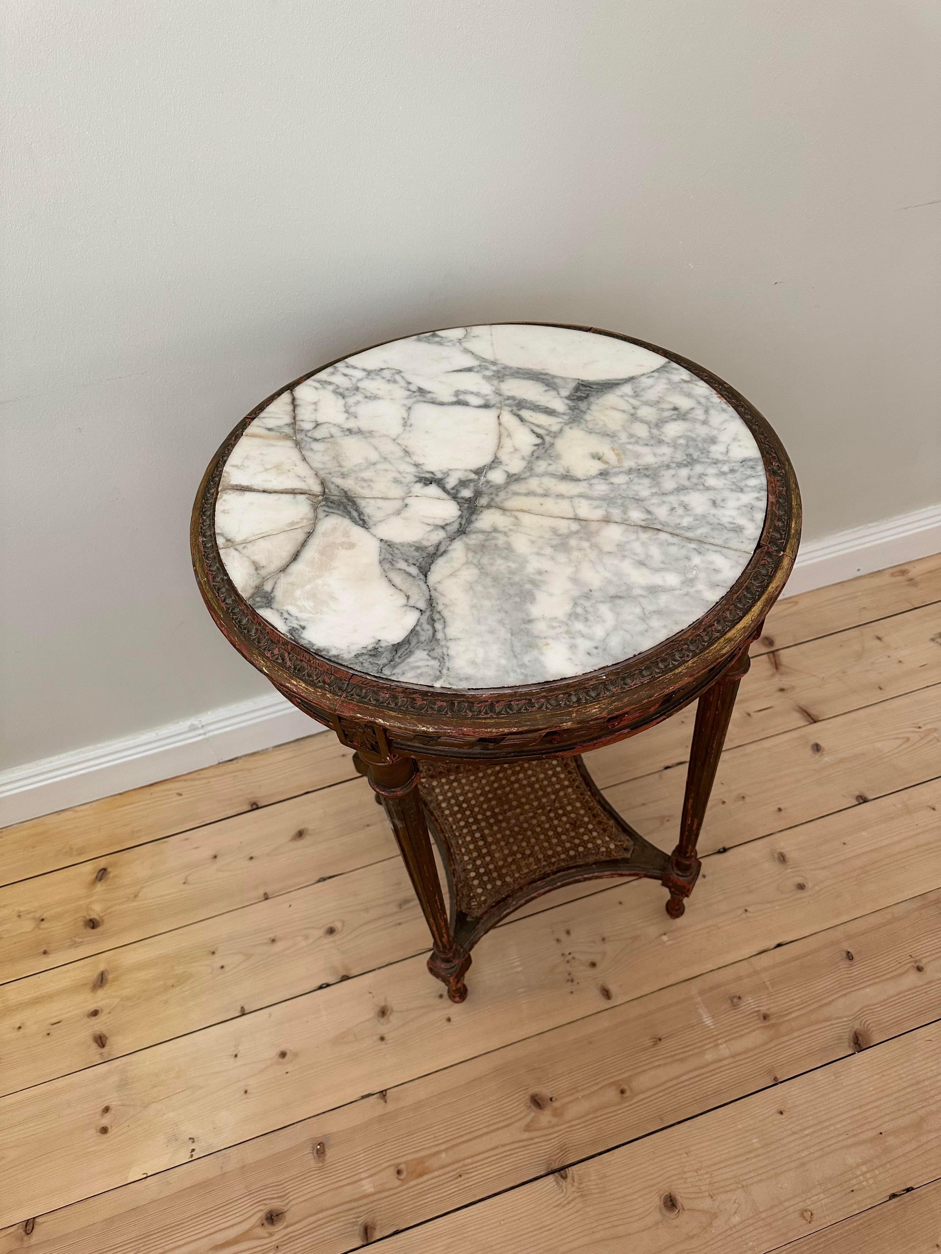 Louis Philippe Round side table white marble For Sale