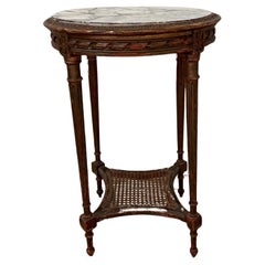 Antique Round side table white marble