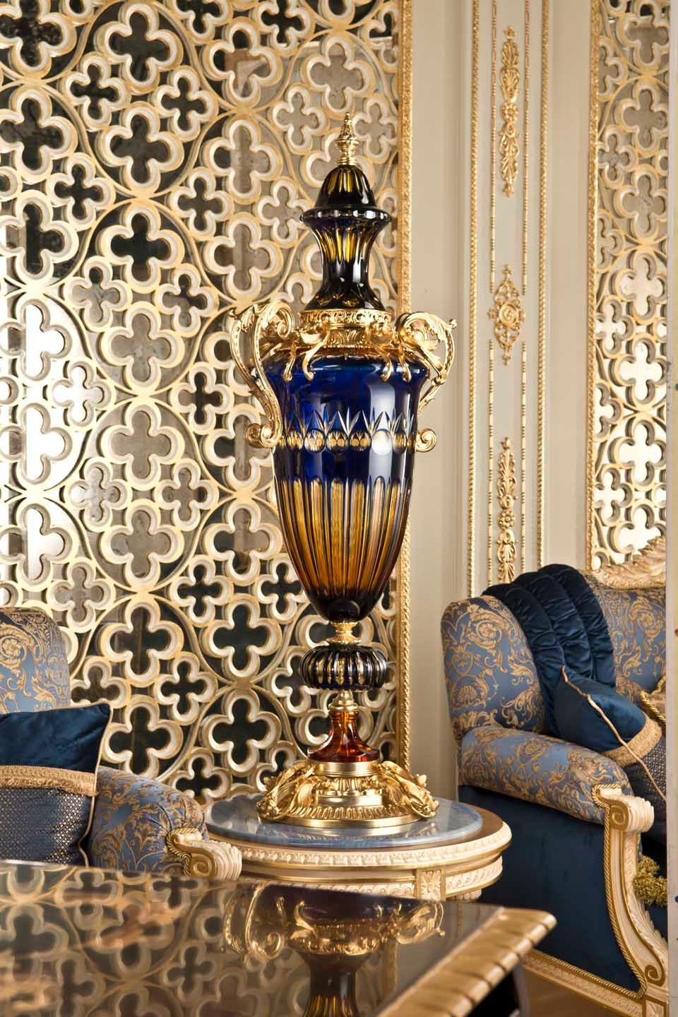 Runder Beistelltisch mit Azul-Marmorplatte und luxuriösem Blattgold von Modeneseodenese im Angebot 4