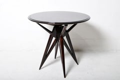Round Side Table with Book-matched Walnut Veneer Top