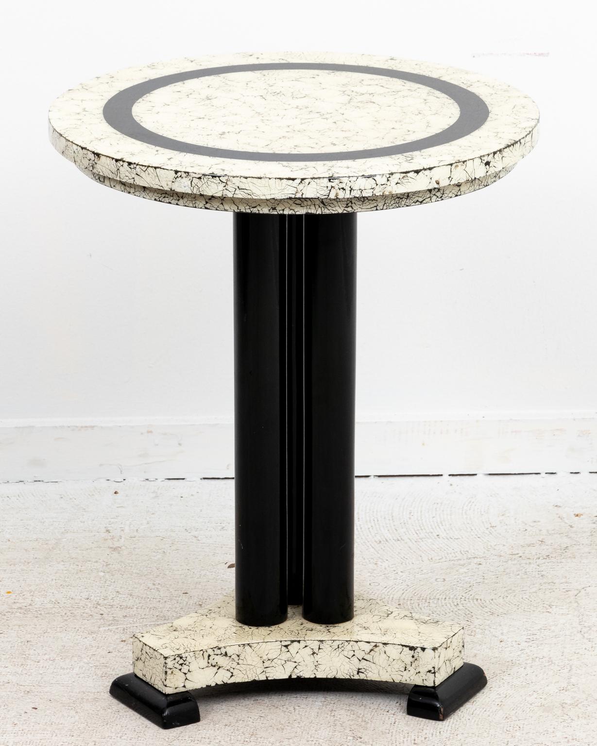 20th Century Round Side Table with Faux Crackled Finish For Sale