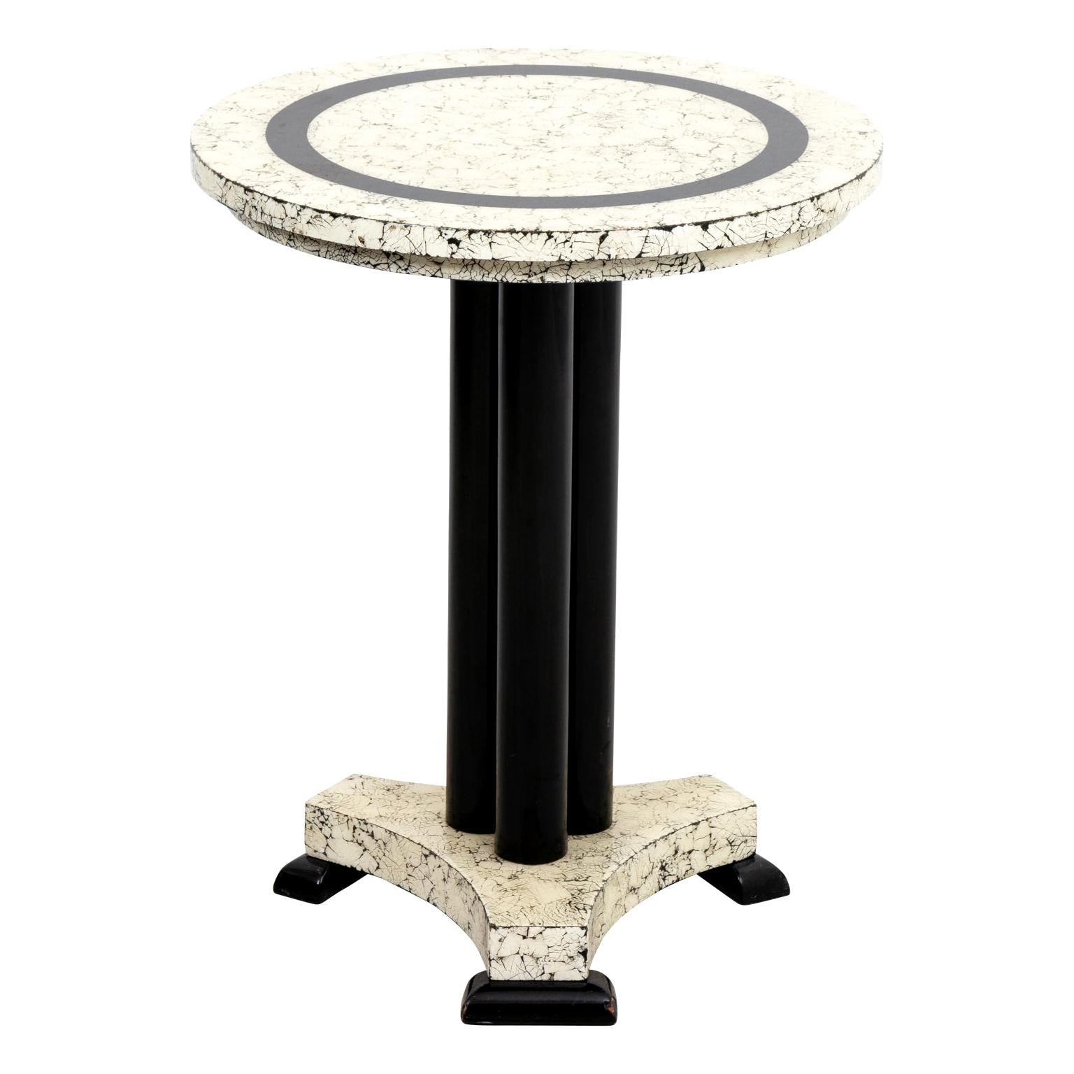 Round Side Table with Faux Crackled Finish For Sale