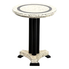Round Side Table with Faux Crackled Finish