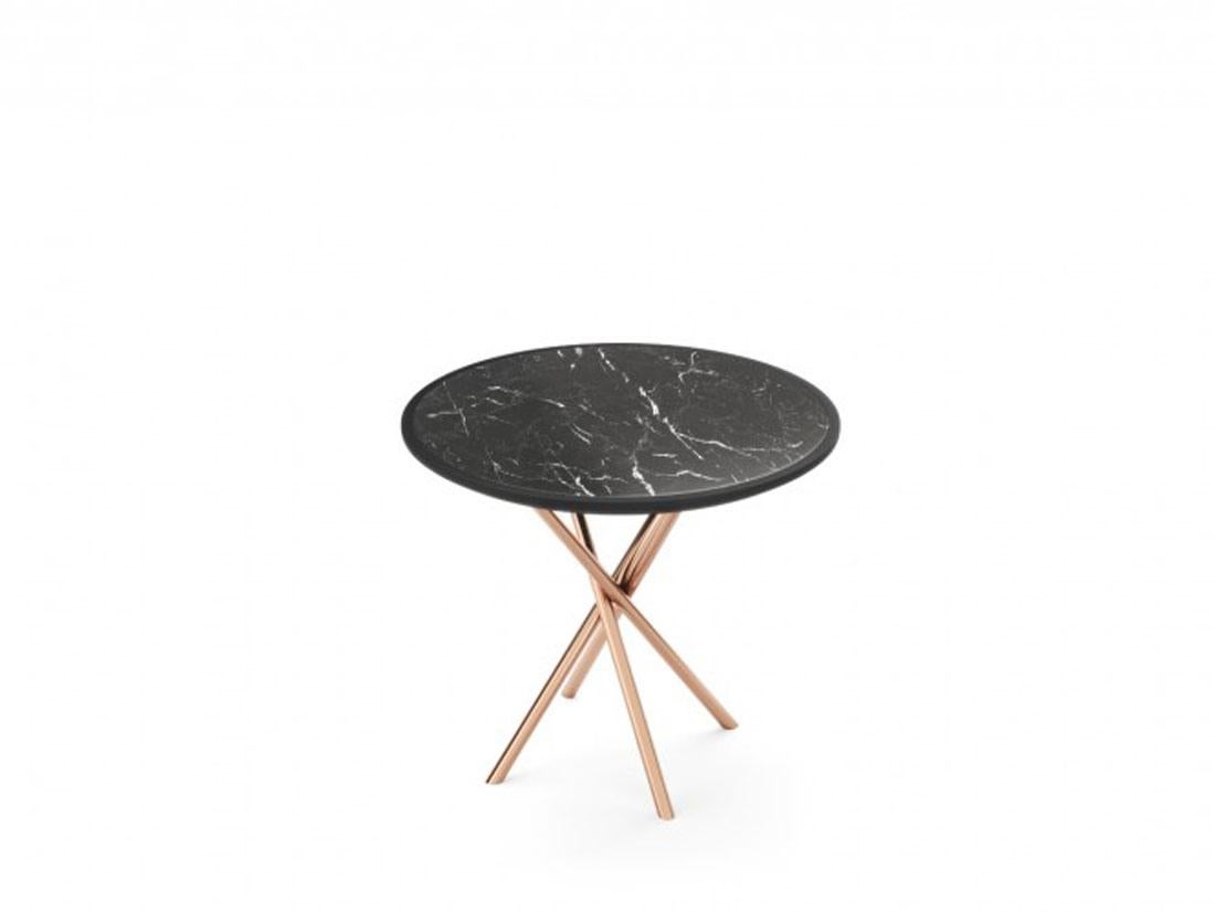 Round Side Table with Lacquered
Marble Top, Copper Stainless Legs
w.45 cm d.45 cm h.40 cm
Production Time: 6 weeks