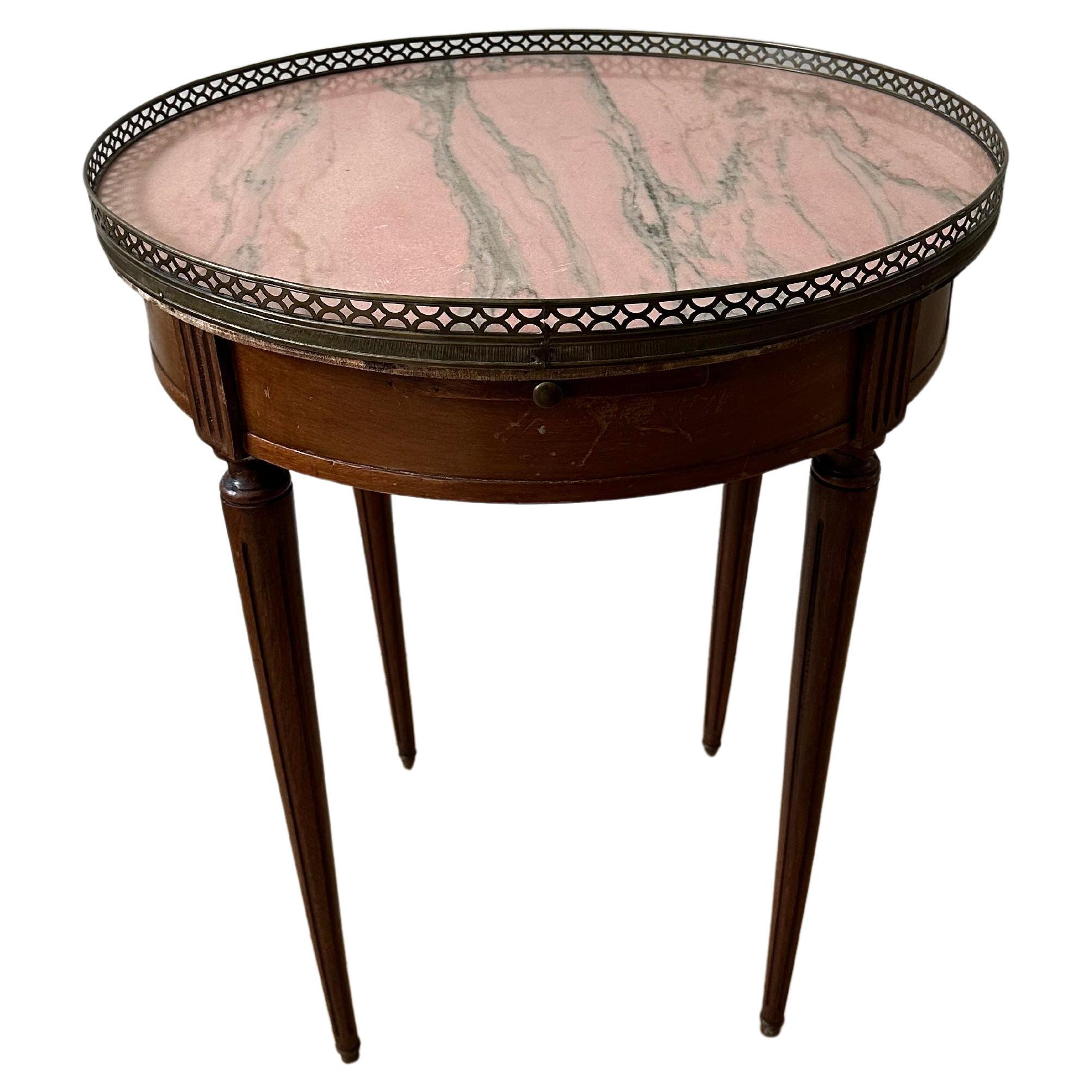 Round side table with pink marble For Sale