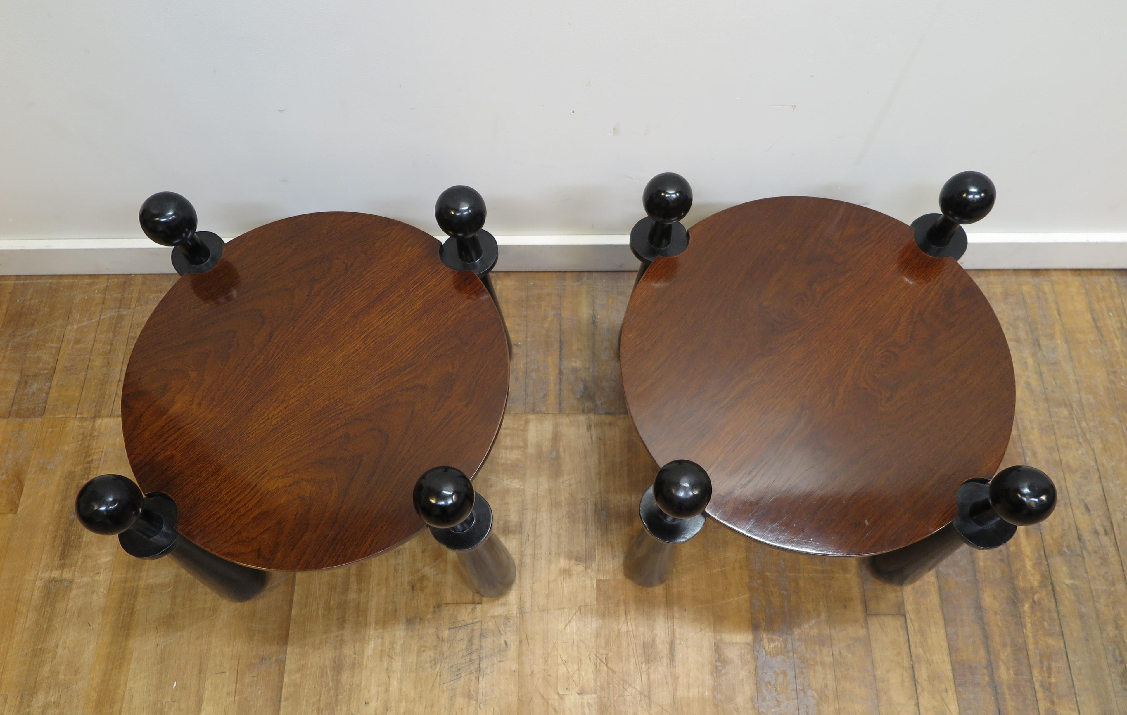 Walnut Round Side Tables Manor of Jean Royere