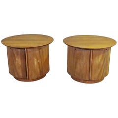 Vintage Round Side Tables with Storage