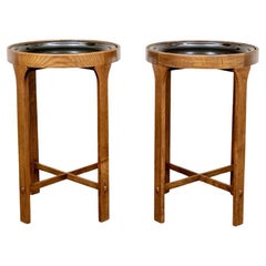 Round Side Tray Table Pair By Gregorios Pineo 