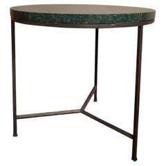 Table d'appoint ronde du 19ème siècle avec plateau en marbre intarsia serpentin