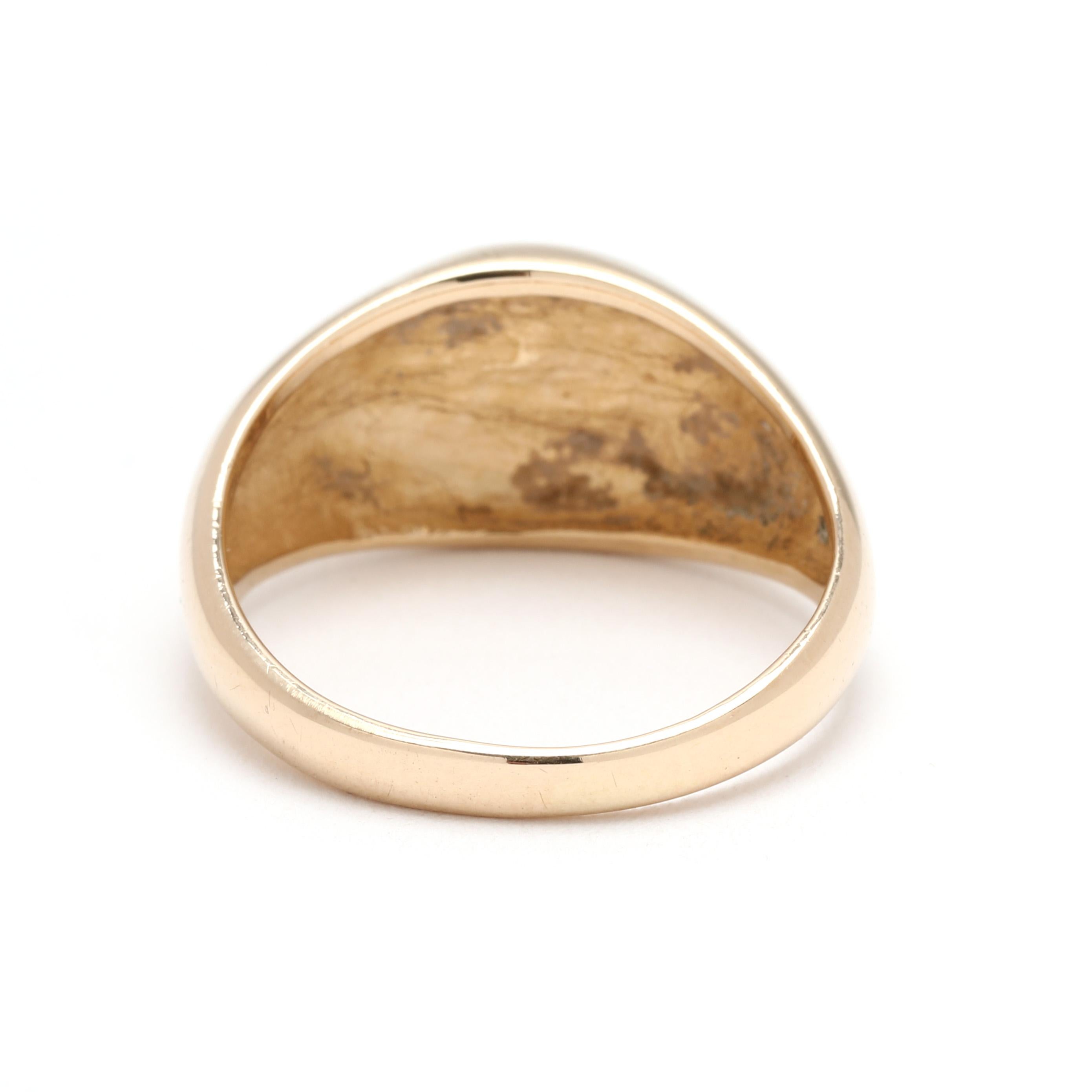 Anello con sigillo rotondo, oro giallo 14k, misura 7,25 In condizioni buone in vendita a McLeansville, NC