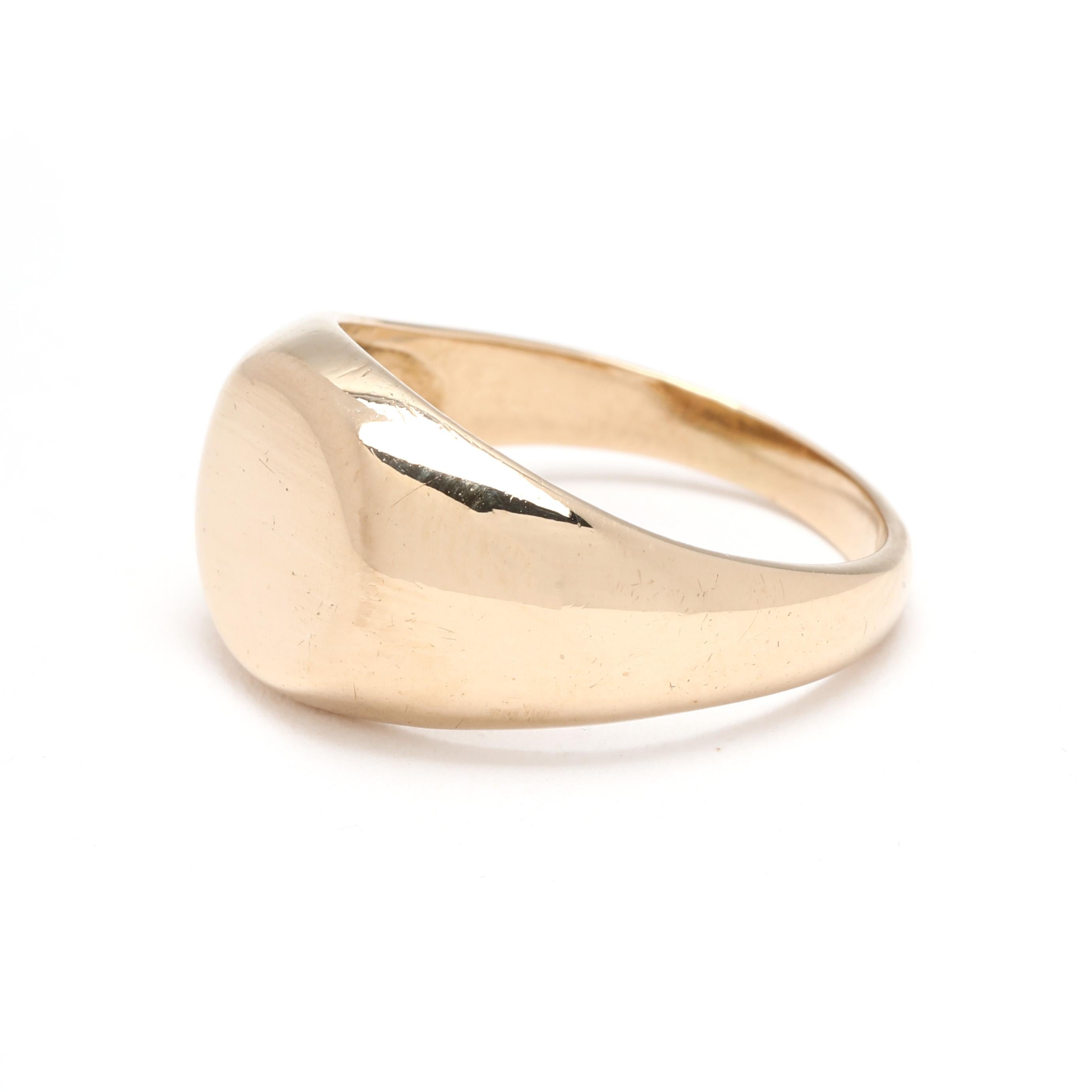 da uomo o donna Anello con sigillo rotondo, oro giallo 14k, misura 7,25 in vendita