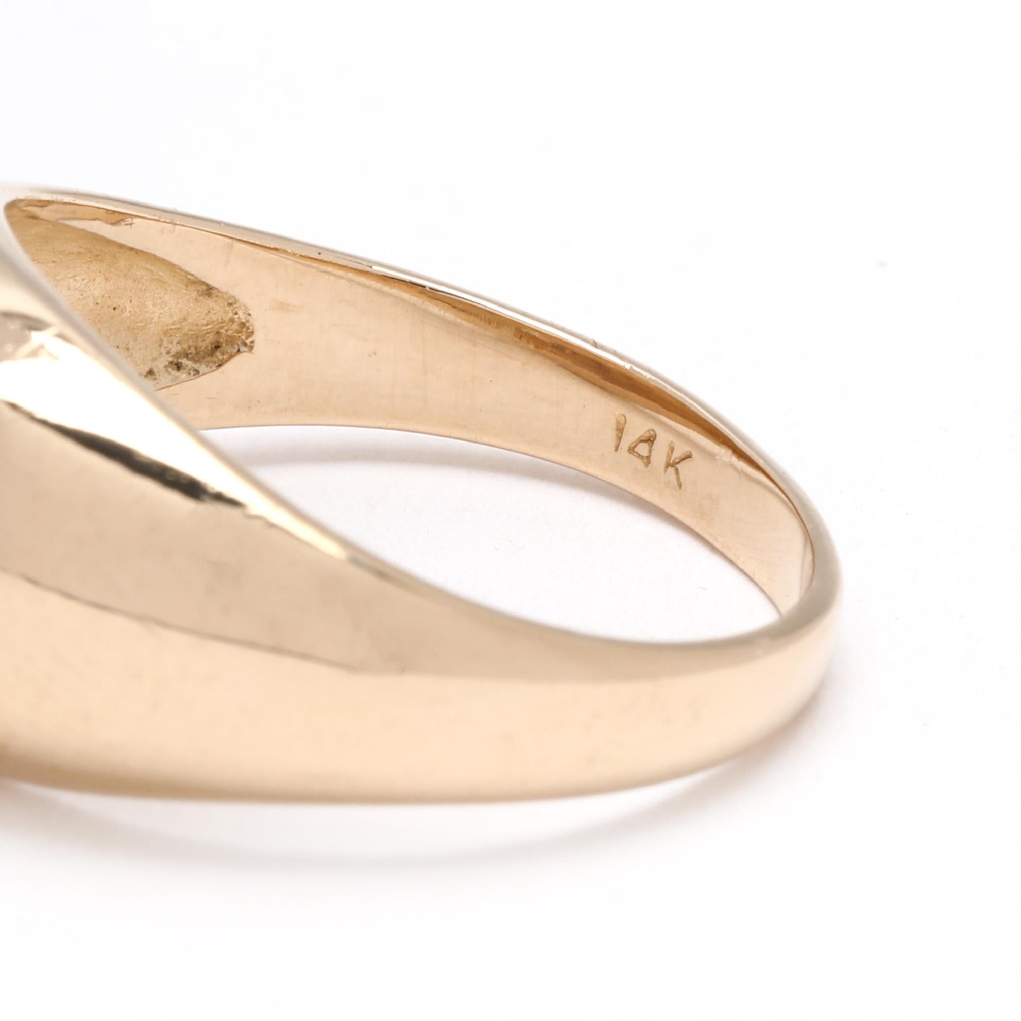 Anello con sigillo rotondo, oro giallo 14k, misura 7,25 in vendita 1