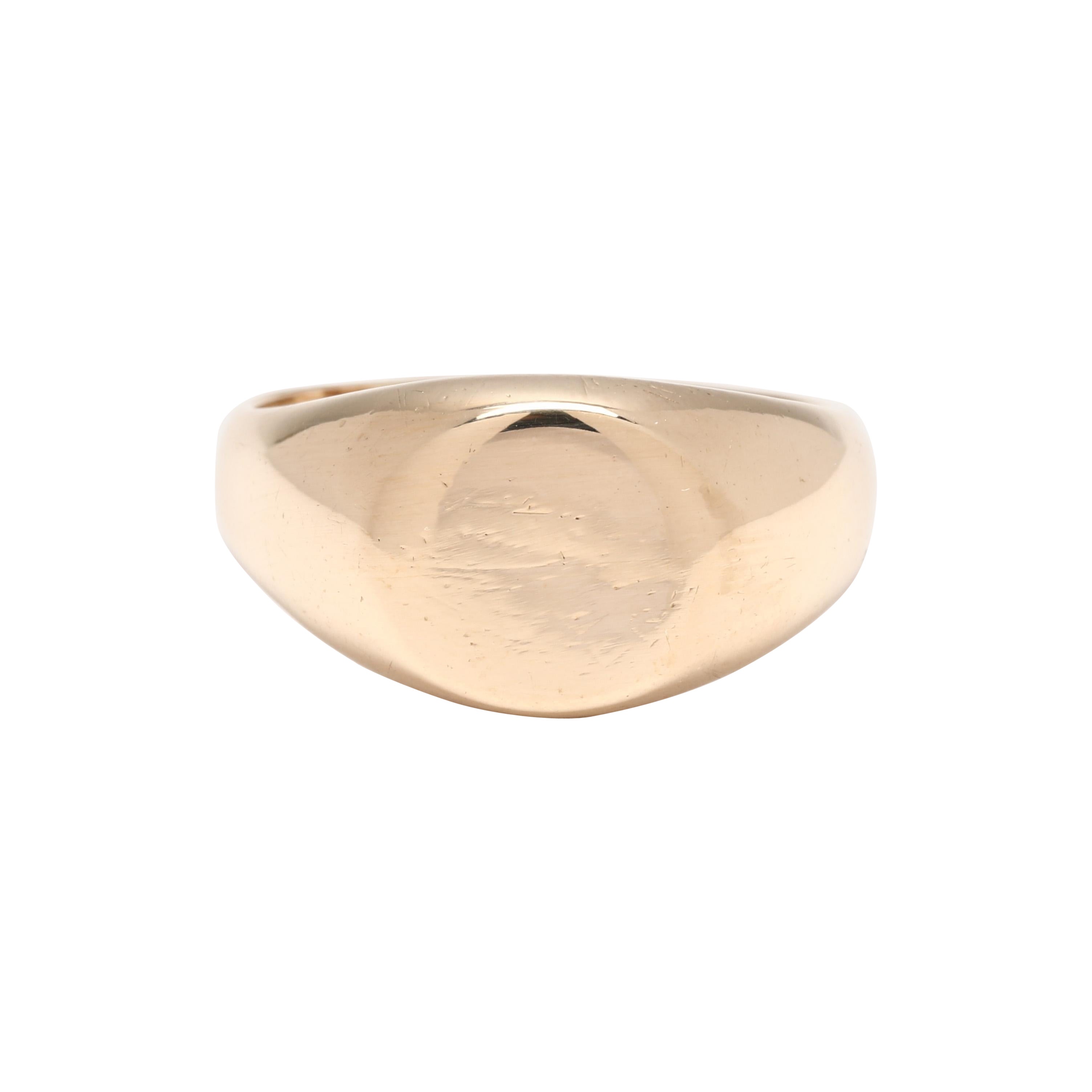 Anello con sigillo rotondo, oro giallo 14k, misura 7,25