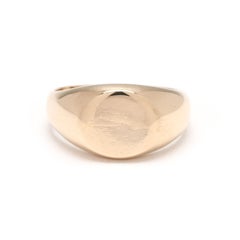 Anillo de sello redondo, oro amarillo de 14 quilates, tamaño del anillo 7,25
