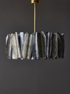 Round Silver and Champagne Murano Glass Chandelier