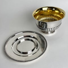 Round Silver Detachable Base Saucière, Gilded Inside, Swedish Late Empire 1830s.