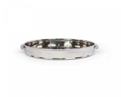 Round Silver Metal Tray with Handles