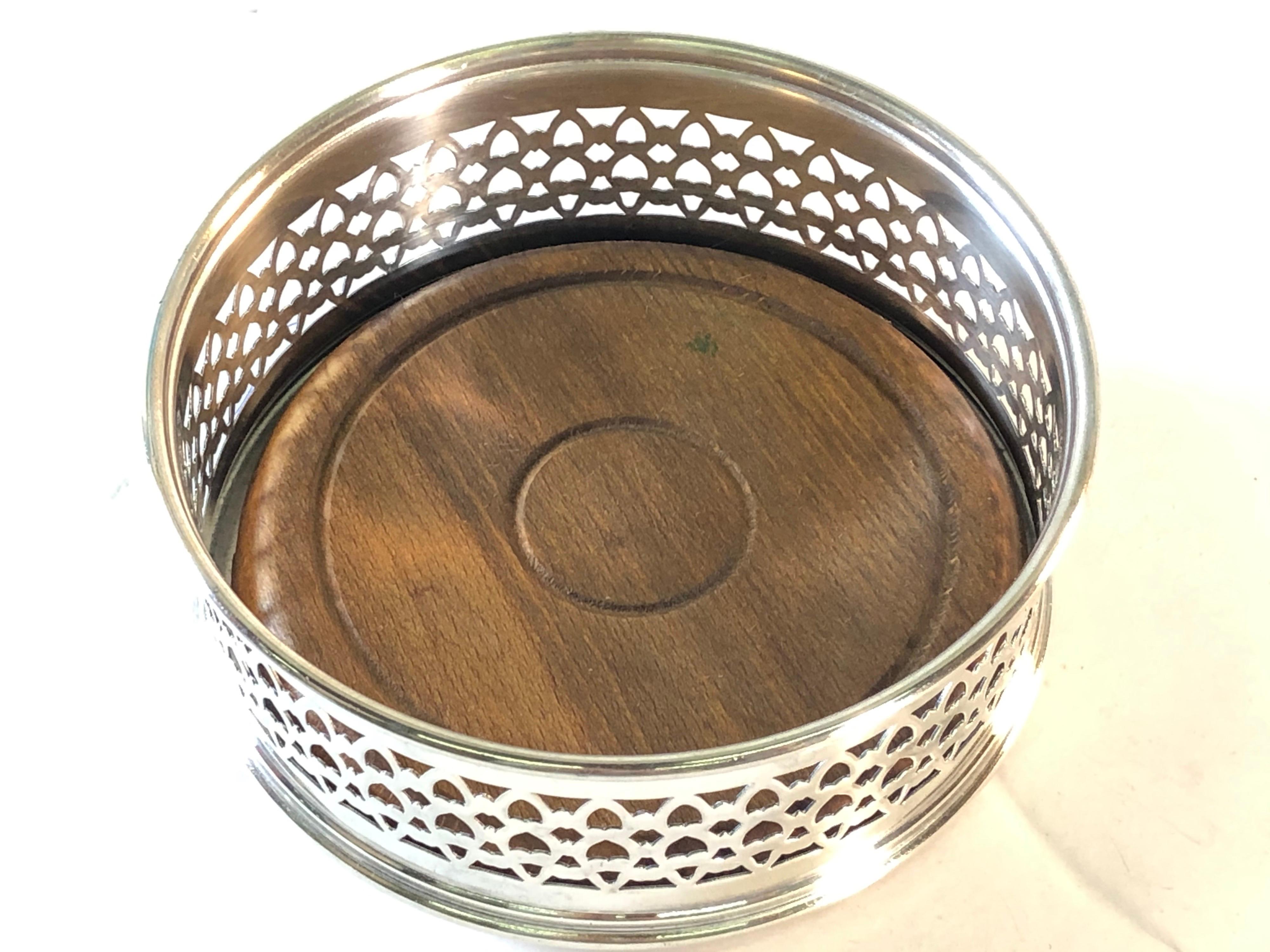 American Classical Round Silver Plate Wine Coaster For Sale