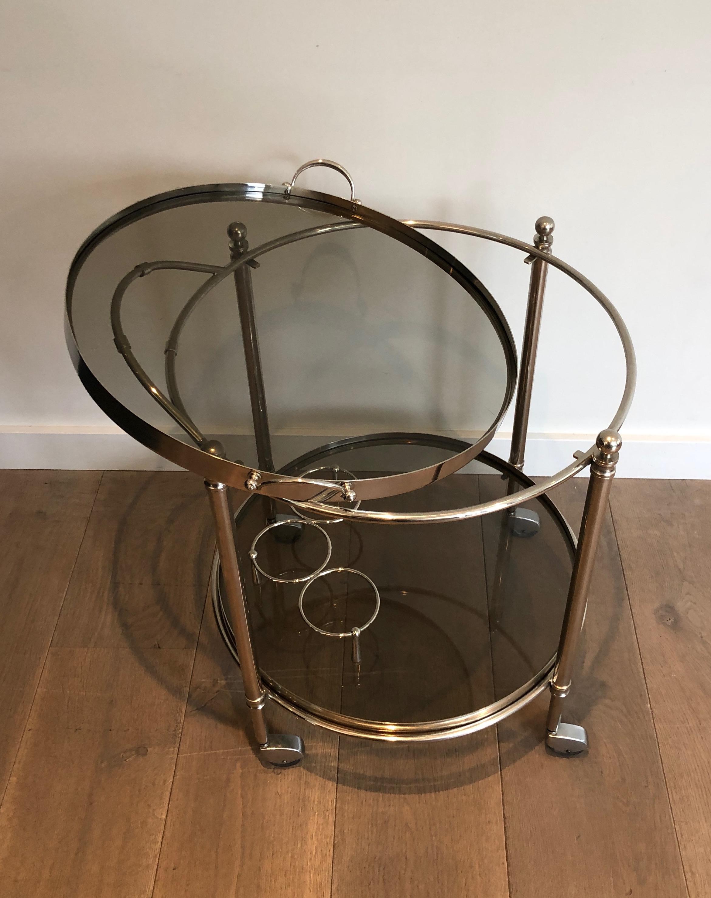 Round Chromed Metal Drinks Trolley. French Work. Circa 1970 For Sale 9