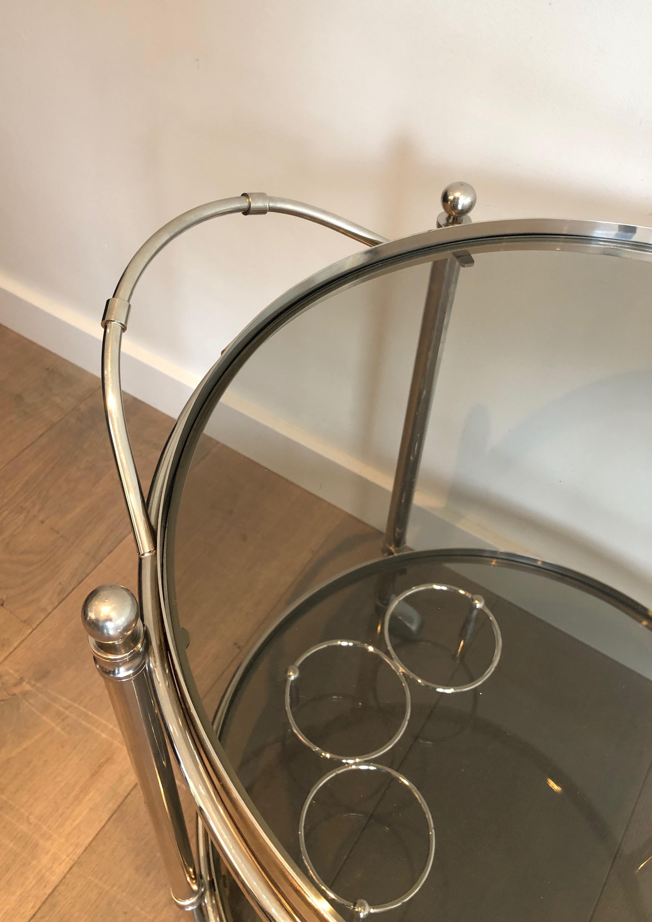 Round Chromed Metal Drinks Trolley. French Work. Circa 1970 For Sale 1