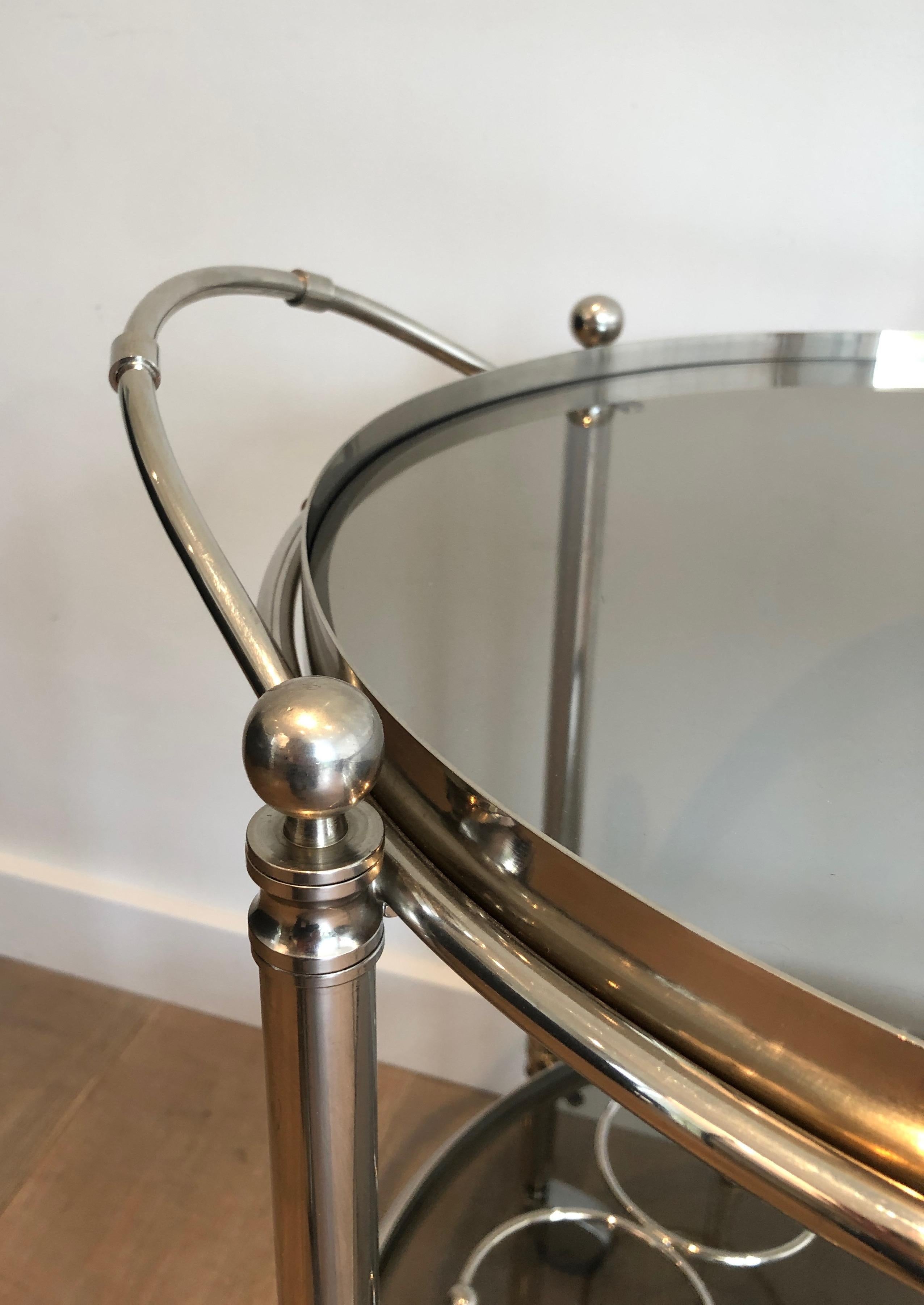 Round Chromed Metal Drinks Trolley. French Work. Circa 1970 For Sale 2