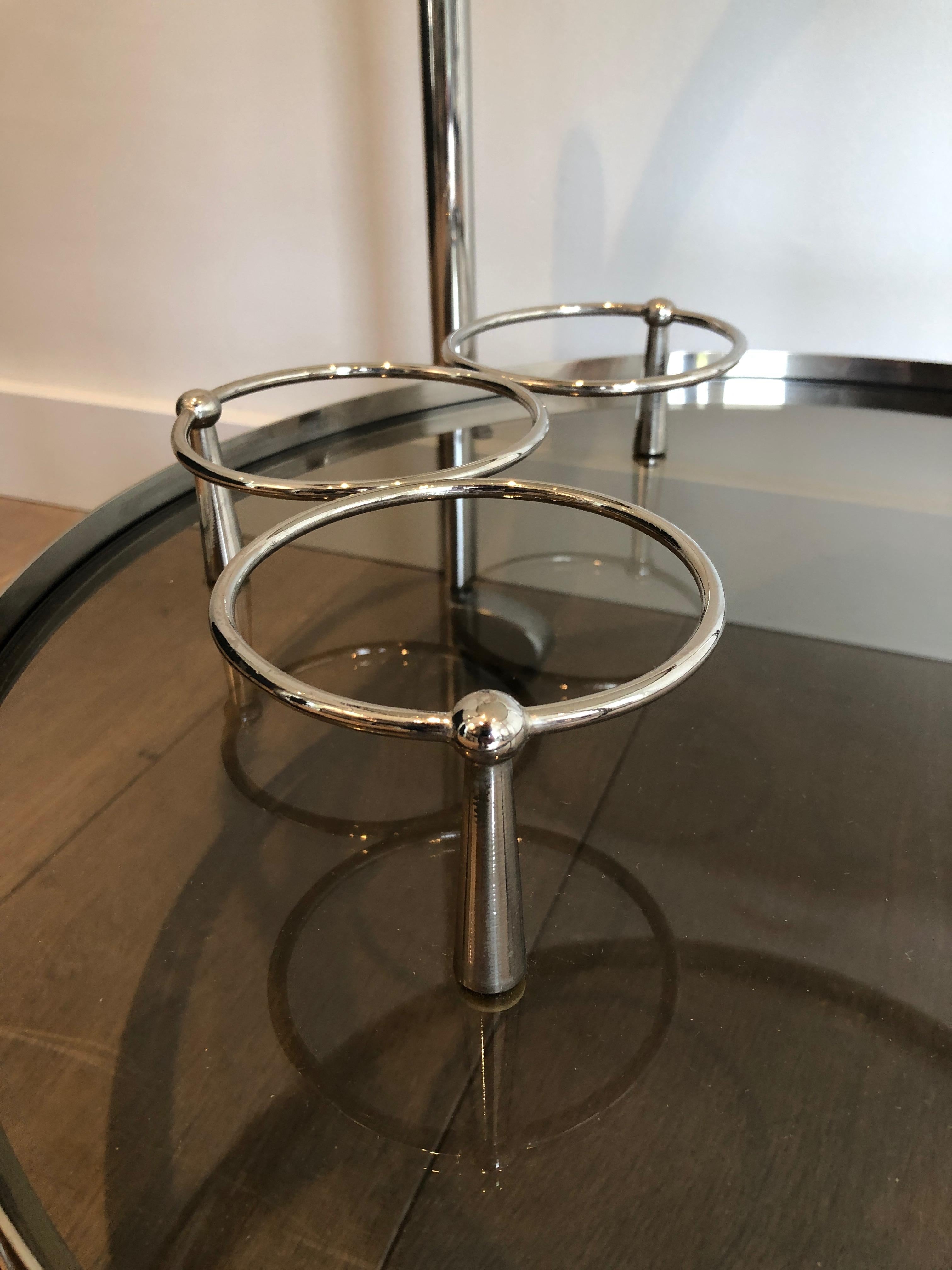 Round Chromed Metal Drinks Trolley. French Work. Circa 1970 For Sale 3