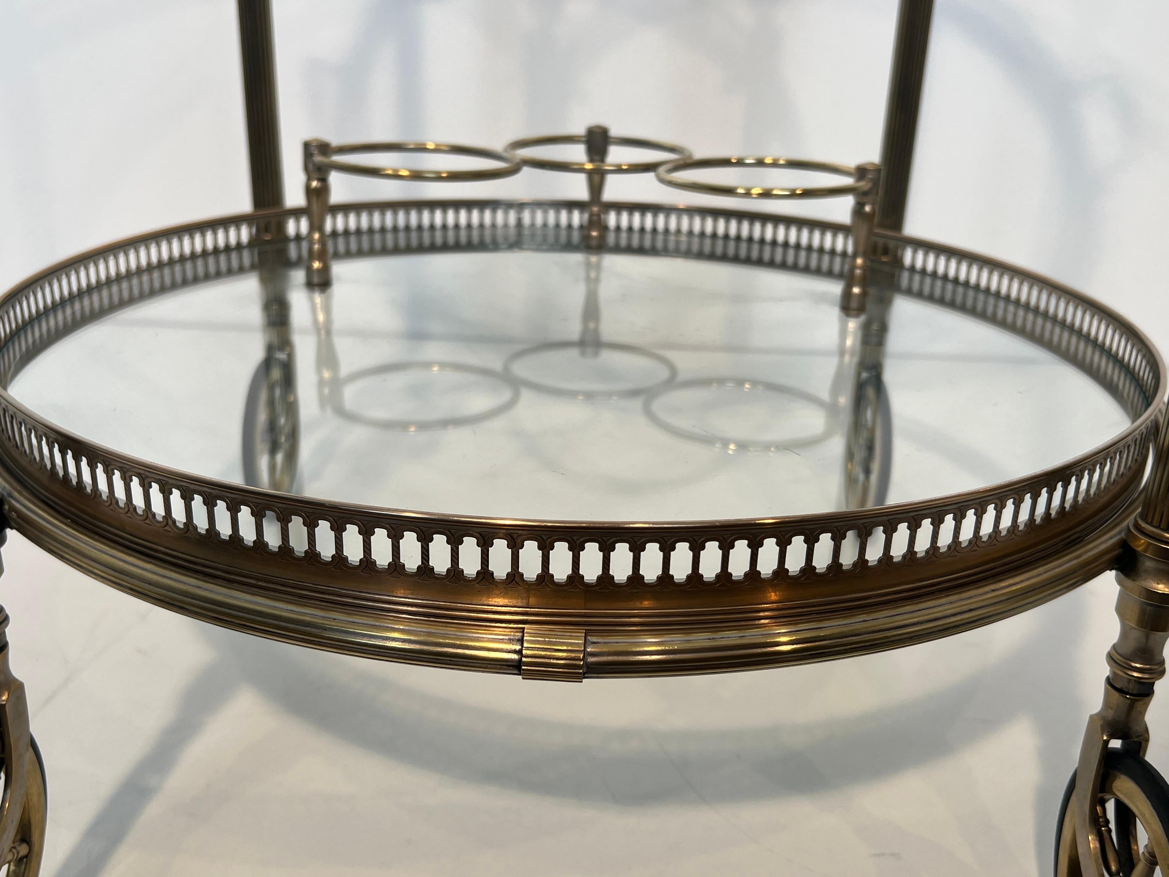Round Silvered Brass Drinks Trolley by Maison Bagués 4