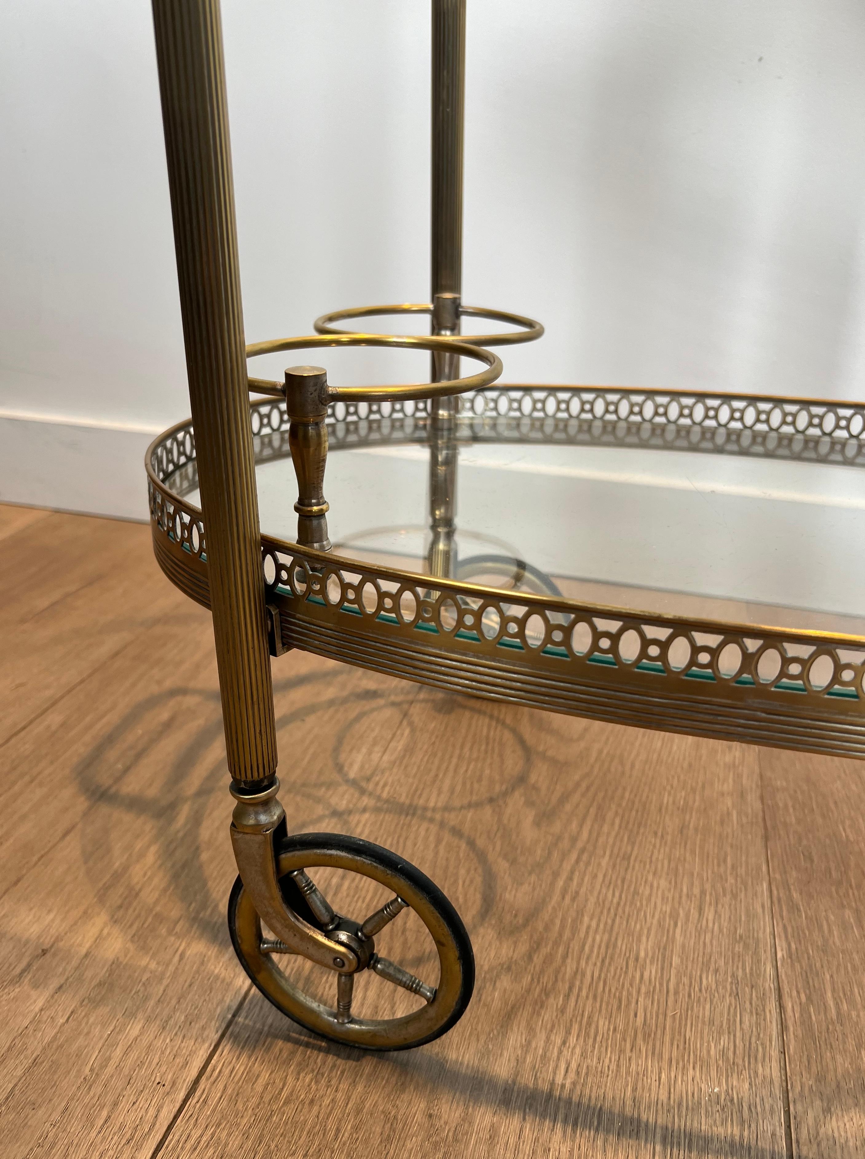 Round Silvered Brass Drinks Trolley by Maison Bagués For Sale 4